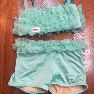 Kids Ruffled Aqua Set